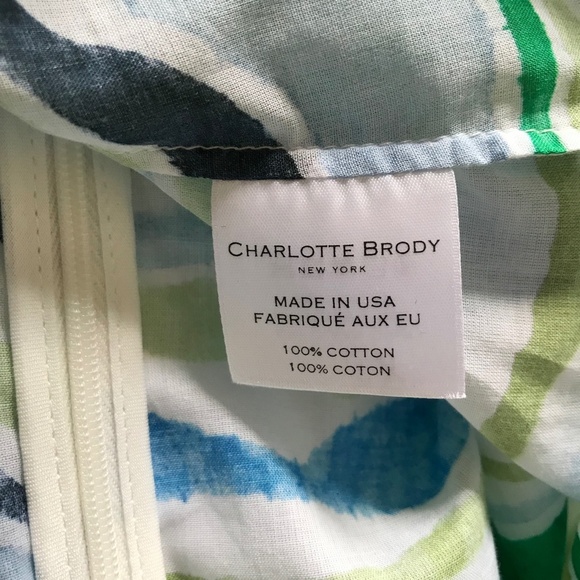 Charlotte Brody Blouse Top Shirt Womens XS Blue White Green 3/4 Sleeve V-Neck - Picture 6 of 12